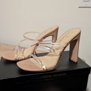 Clear and Nude Heeled Sandals